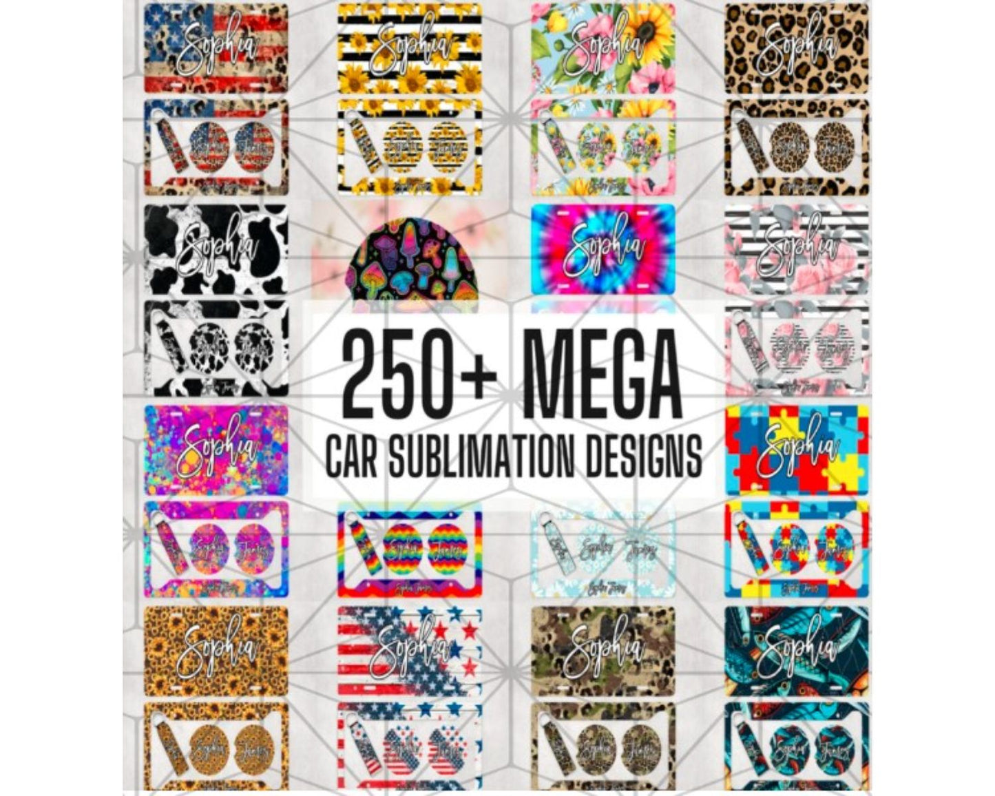 250 Car Coaster Bundle Png, Plate Holder Frames, Wristlet Keychain