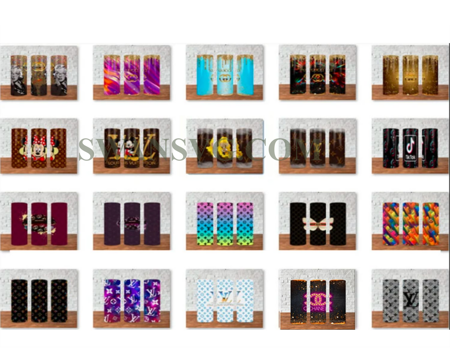 20 Bundle Tumbler Png, Fashion Tumbler, Tumbler Bundle Png