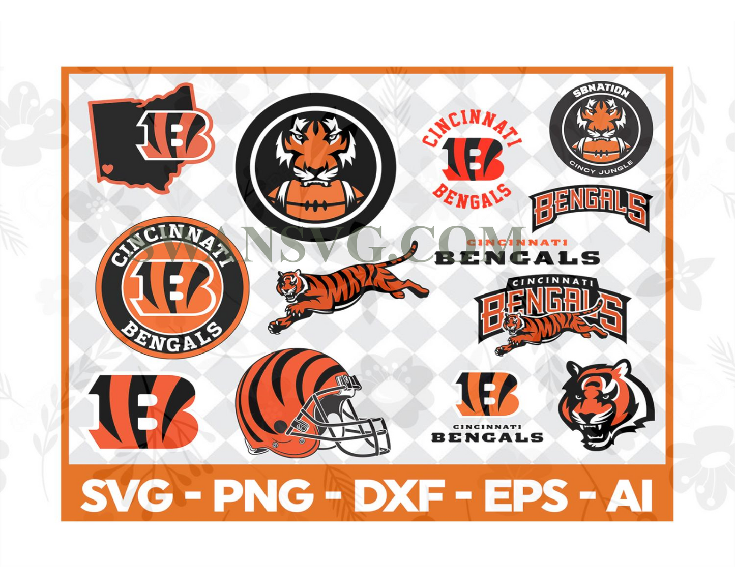 Cincinnati Bengals Bundle Logo Svg, Cincinnati NFL Svg, NFL Team Svg