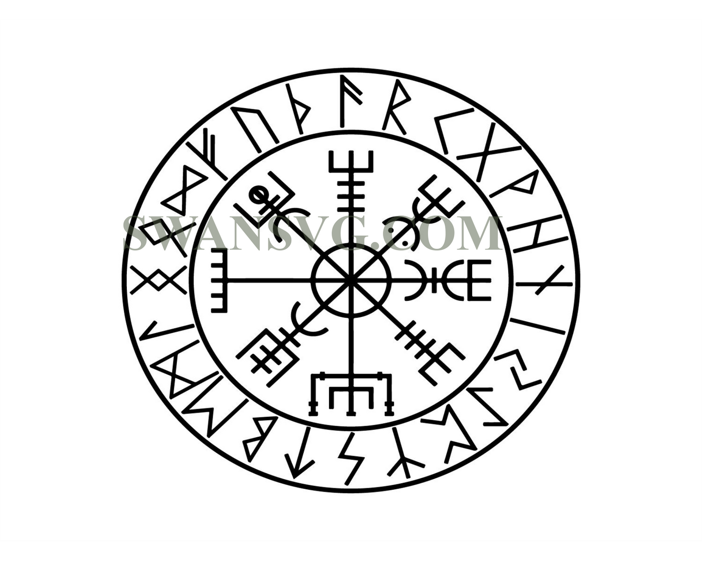 Vegvisir with Runes SVG Files Viking Compass Cut Files – SwanSvg