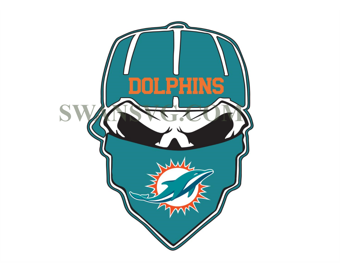 Miami Dolphins Skull Fan Svg Miami Dolphins Svg Digital Download