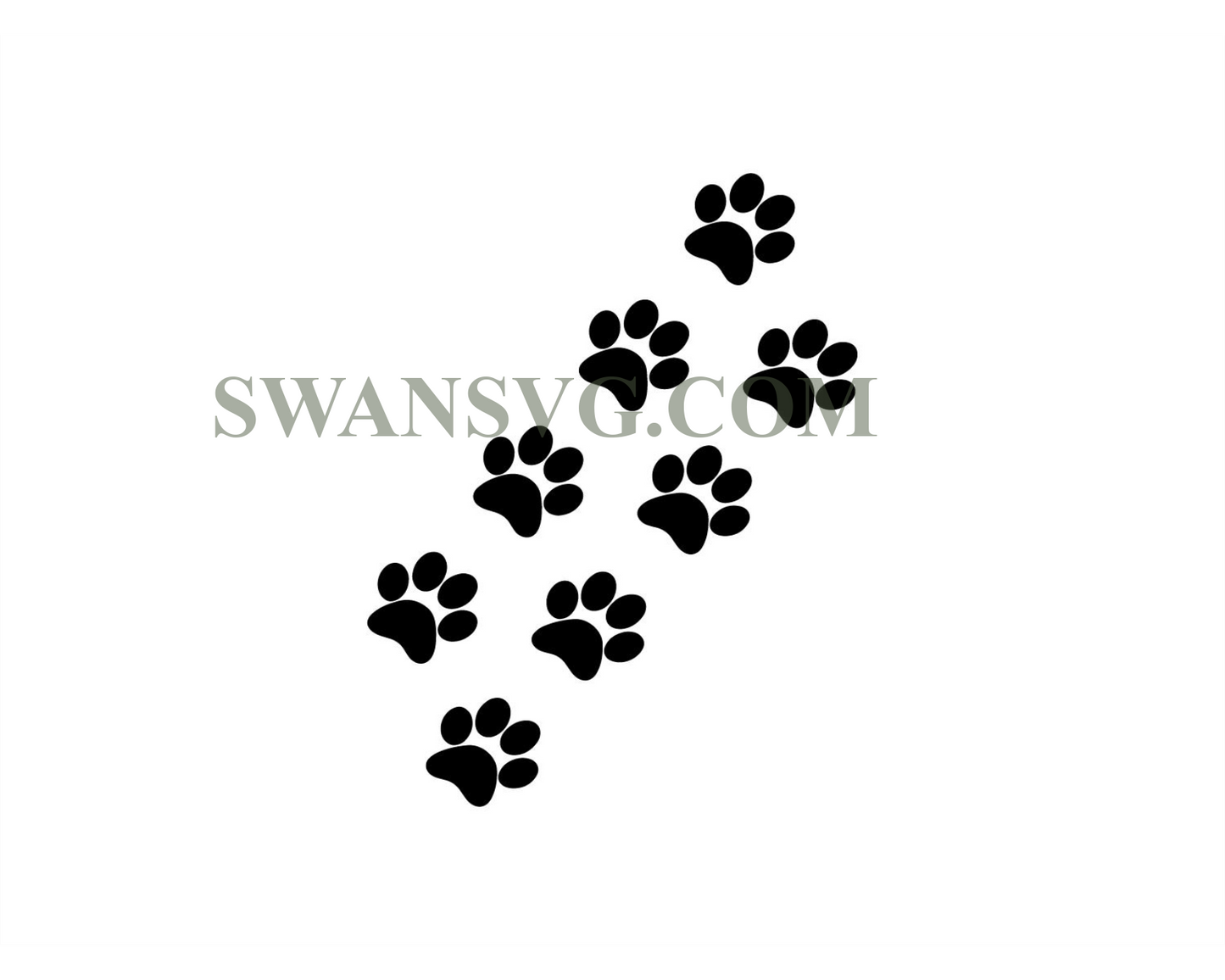 Dog Paw Prints SVG Files , Paw Print Trails Cut Files , Animal Prints