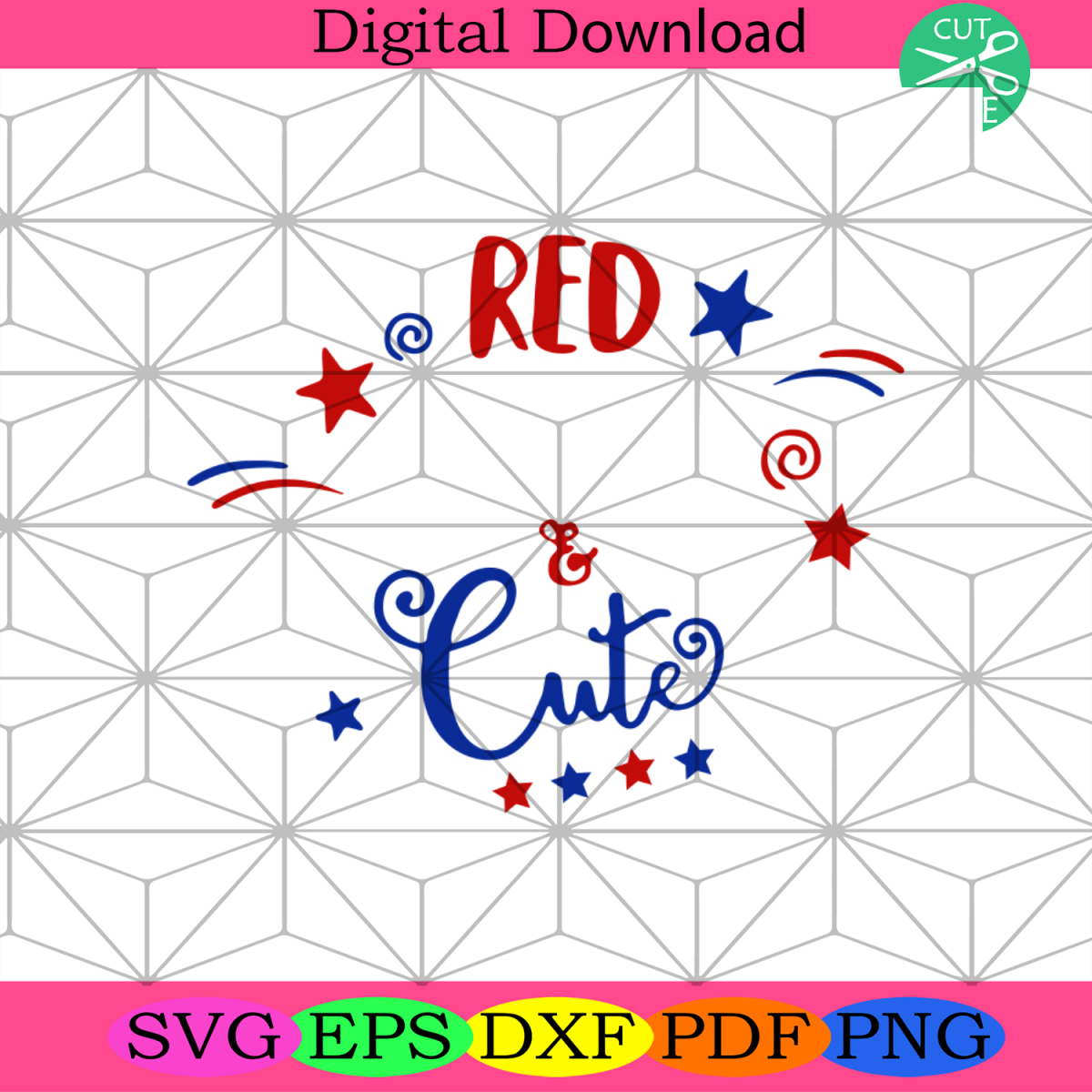 Red White And Cute Svg, Independence Day Svg, 4th Of July Svg