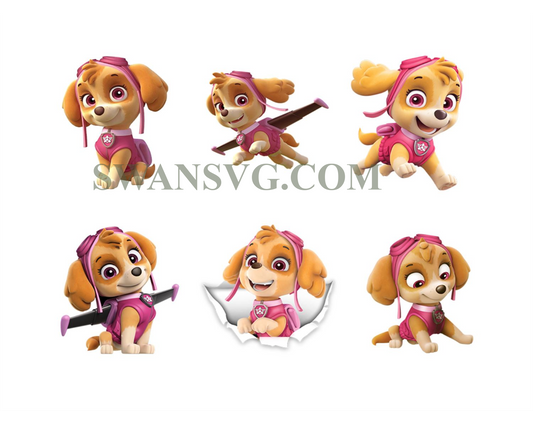 Skye Patrol PNG Bundle, Paw Dog Patrol Vector Png, Dog Cartoon Png