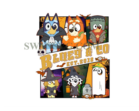 Bluey Halloween Sublimation Design, Bluey & Co Halloween PNG, Bluey