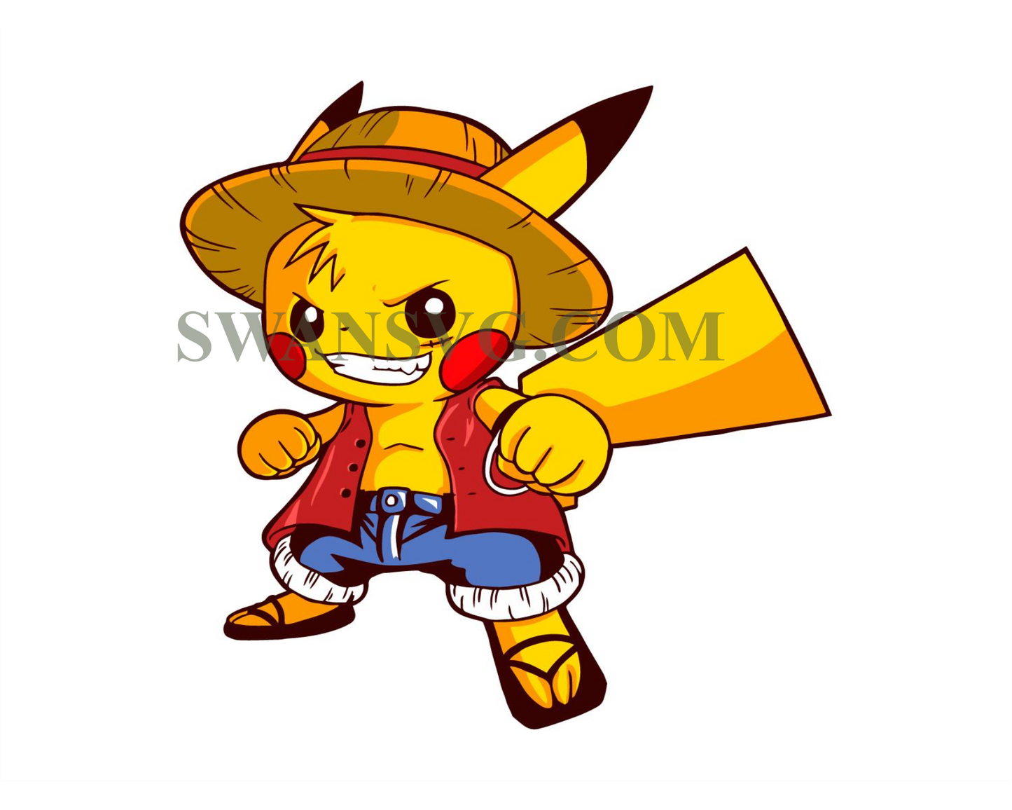 Pikaluffy One Piece Svg Png, Layered Pika One Piece Svg, Pika Png