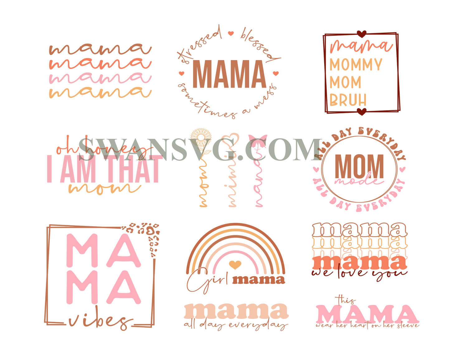 Mothers Day Svg Bundle, Mothers Day Sublimation, Mum, Blessed Mama