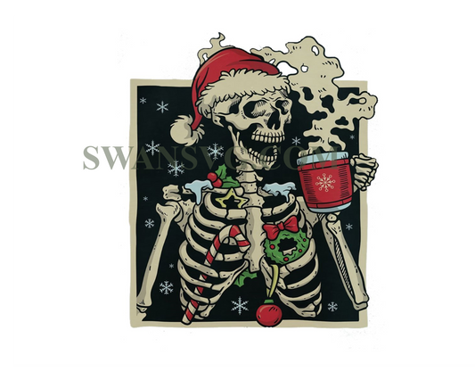 Skeleton Christmas Coffee Cup Png Digital Download