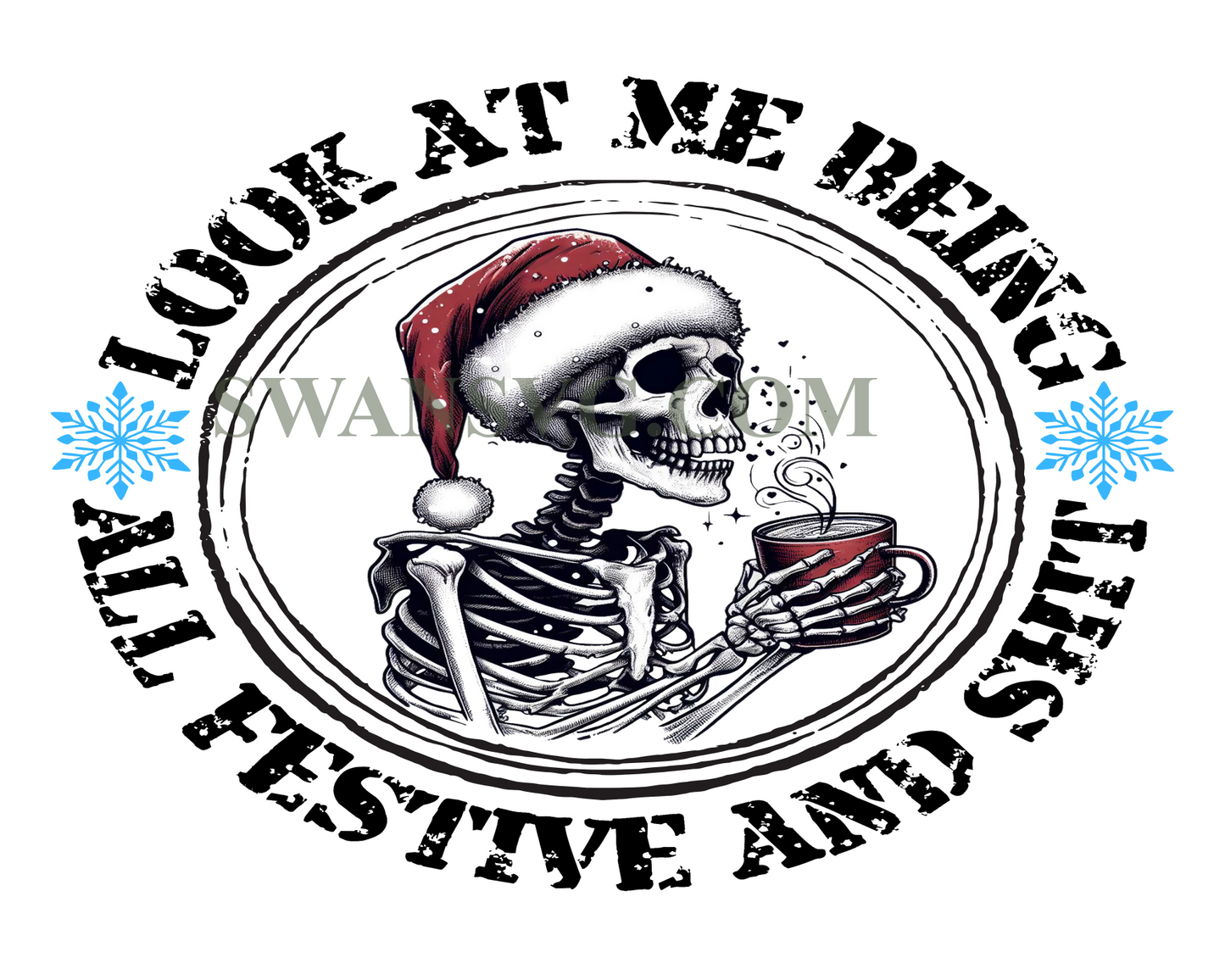 Santa Christmas Skeleton Look At Me Being Png Sublimation