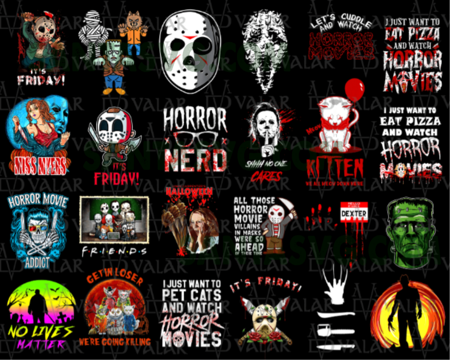 94 Horror Movie Halloween Bundle Png, Killers Png, Its Friday