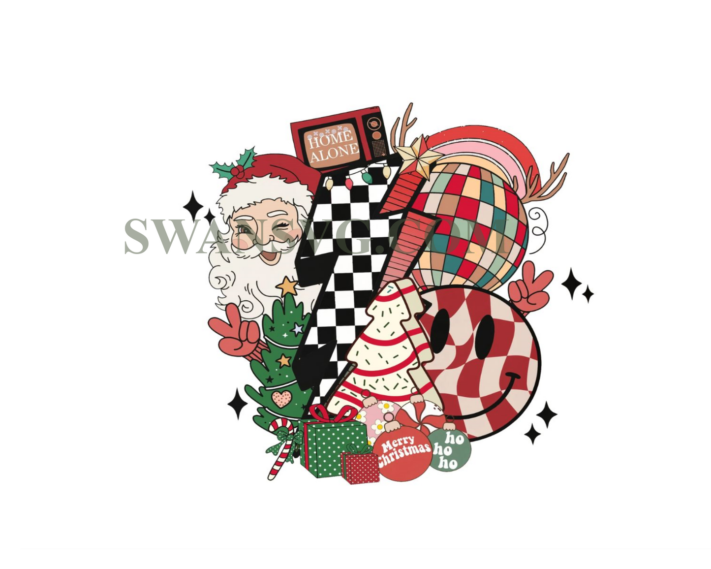 Retro Christmas png, Santa Claus png, Christmas png, Christmas