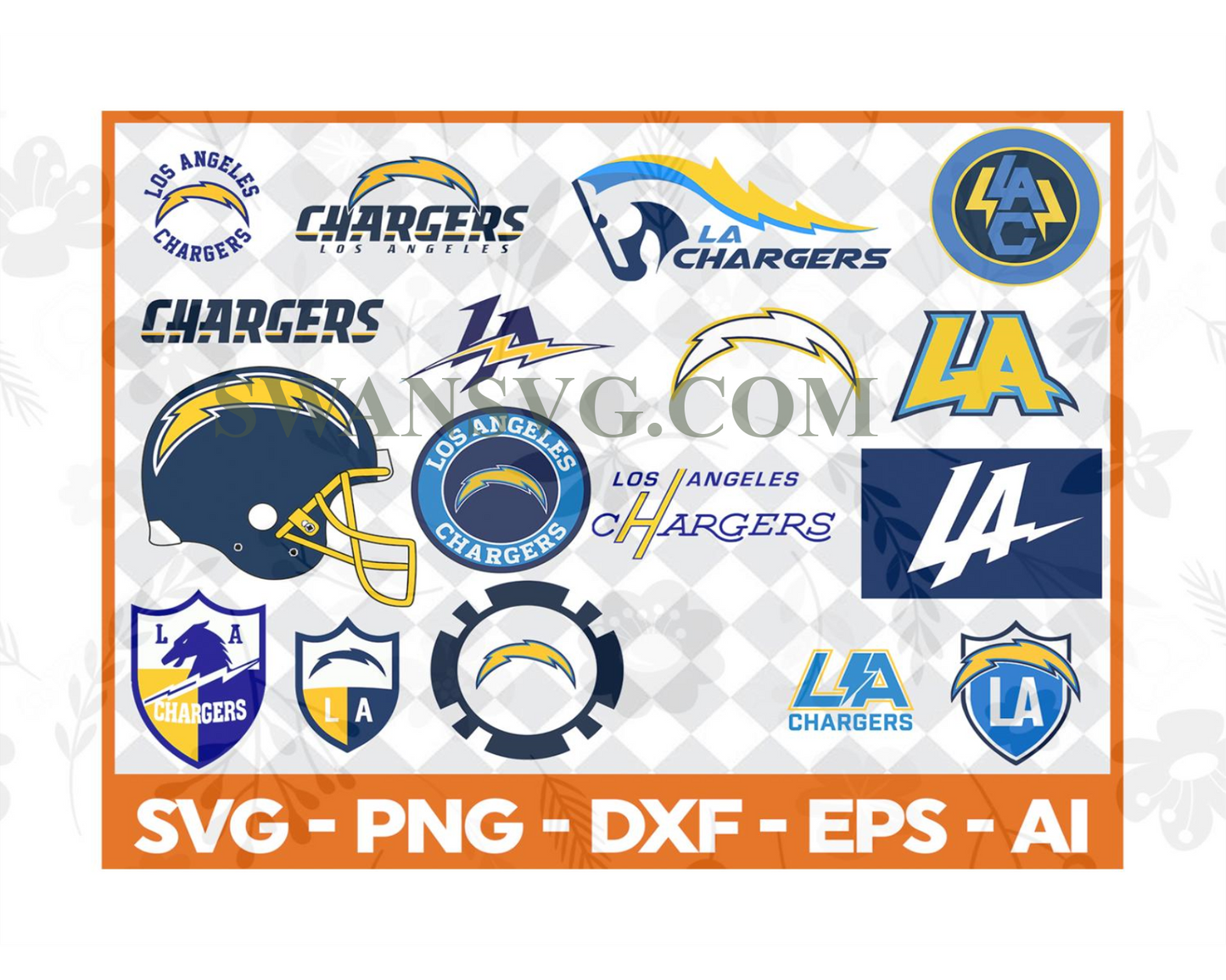 Los Angeles Chargers, nfl svg, Football svg file