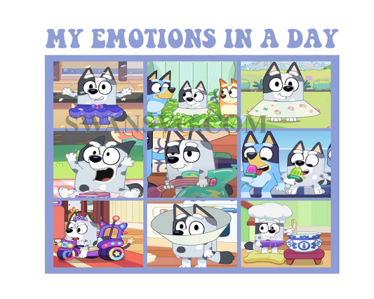 My Emotions In A Day Png, Muffin Bluedog Png, Bluedog Family