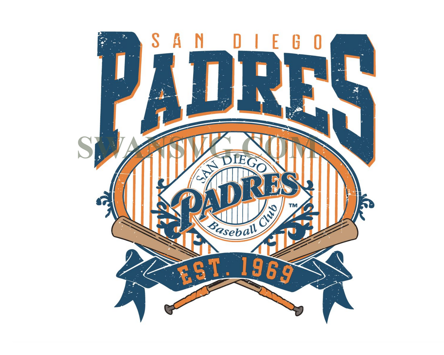 Vintage San Diego Padres Svg, San Diego Baseball Svg, San Diego EST