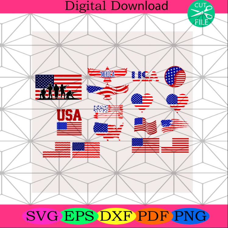 American Flag Fourth Of July Bundle Svg, Independence Svg