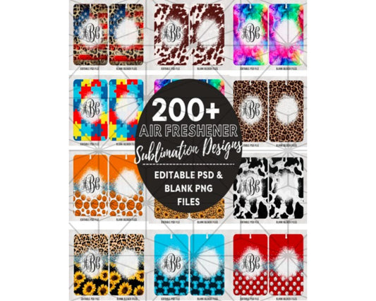 200 Air Freshener Monograms Sublimation, Car Sublimation