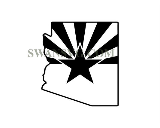 Arizona Map State Outline Flag SVG Files , Arizona Flag Cut Files