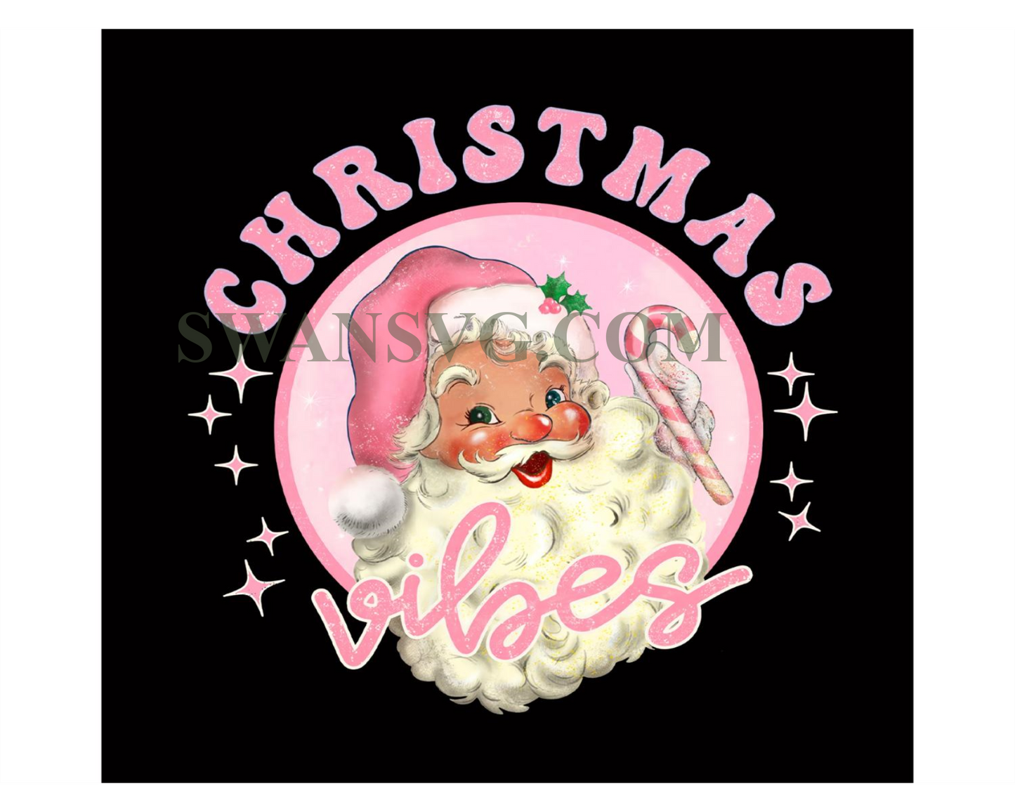 Retro Pink Christmas Vibes Sublimation file for Shirt Design