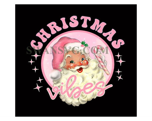 Retro Pink Christmas Vibes Sublimation file for Shirt Design