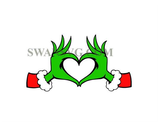 Grinch Heart Hands, Dr. Seuss, Christmas SVG PNG, Digital Designs