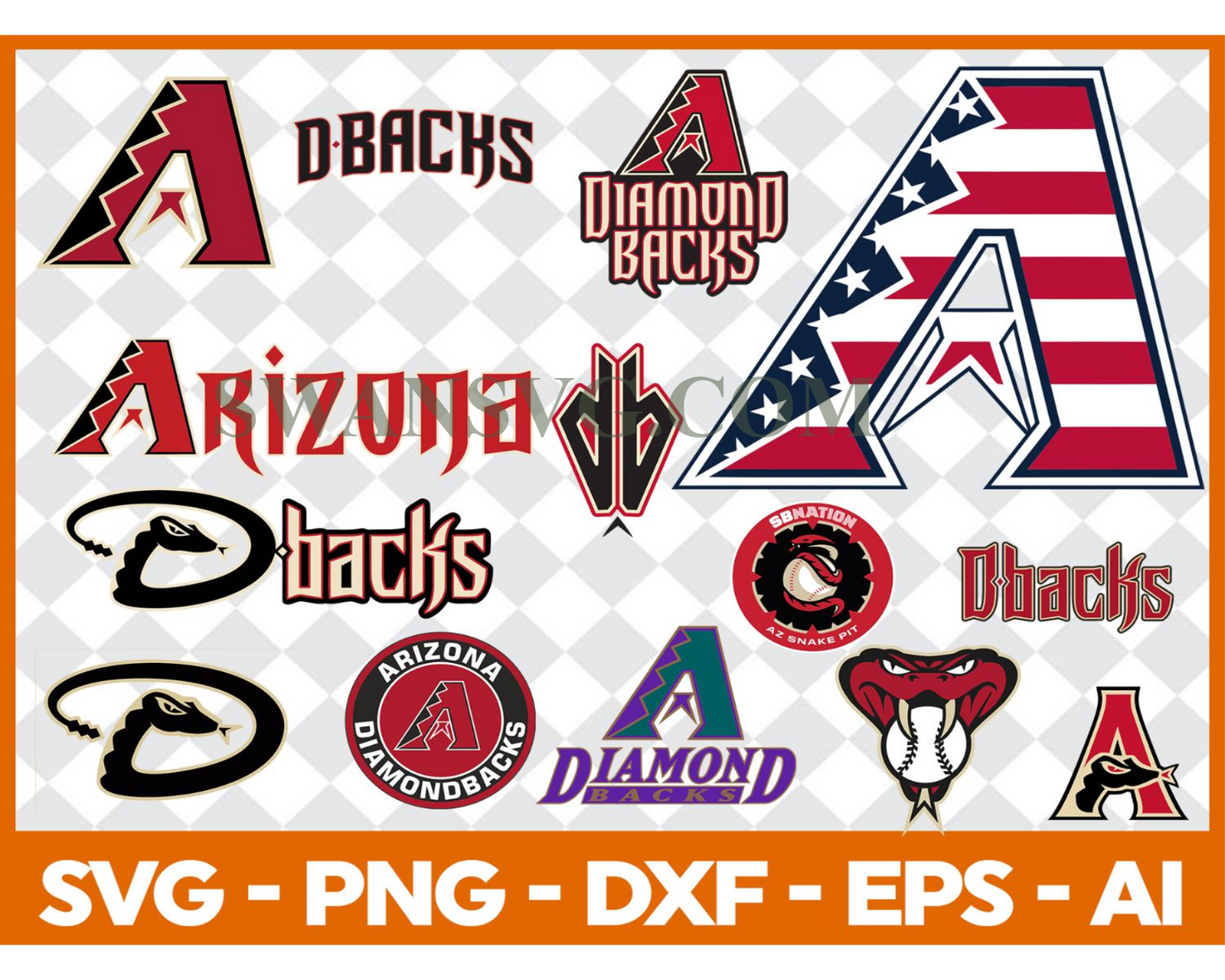 Arizona Diamondbacks MLB svg Cut Files Baseball Clipart Bundle