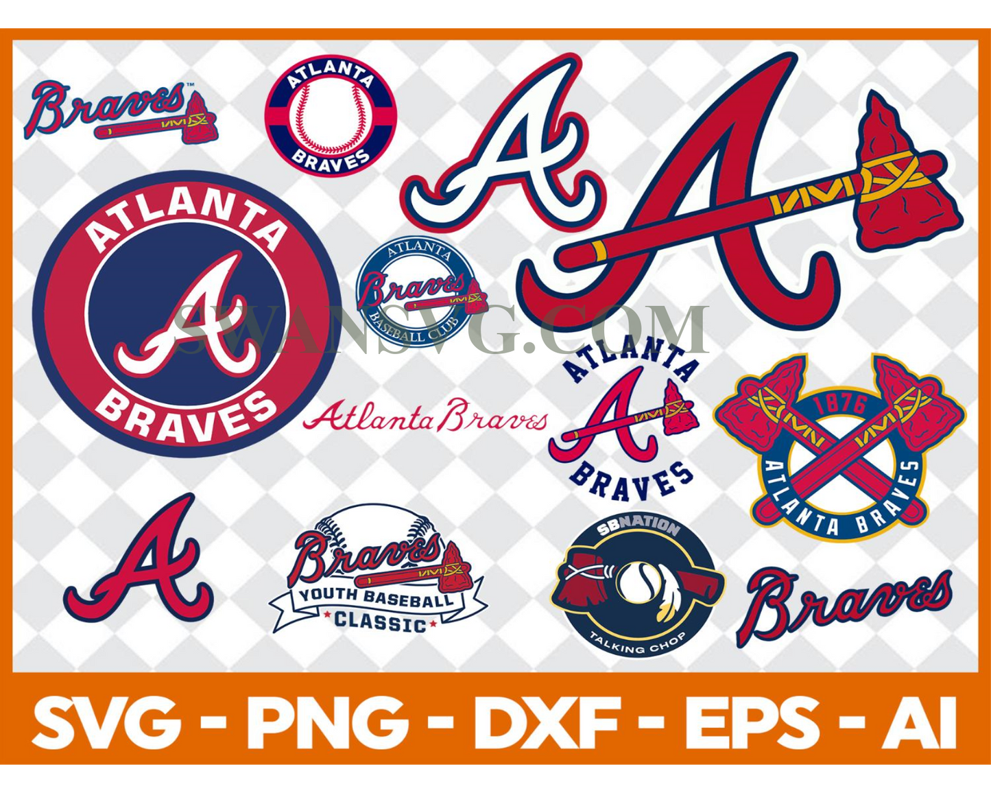 Atlanta Braves MLB svg Cut Files Baseball Clipart Bundle