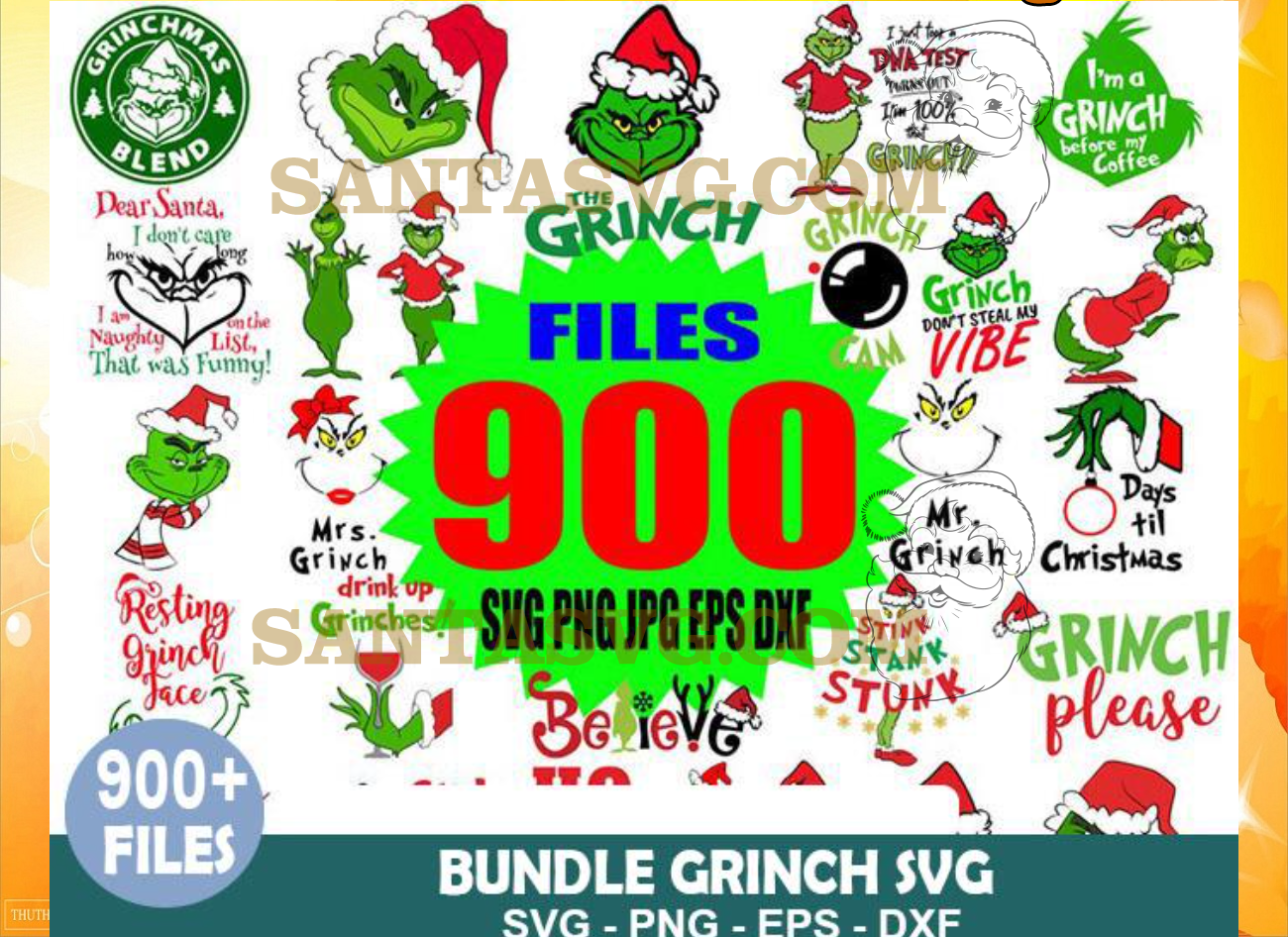 900 Grinch Bundle SVG, Grinch SVG, Grinch Cutting Image, Christmas svg