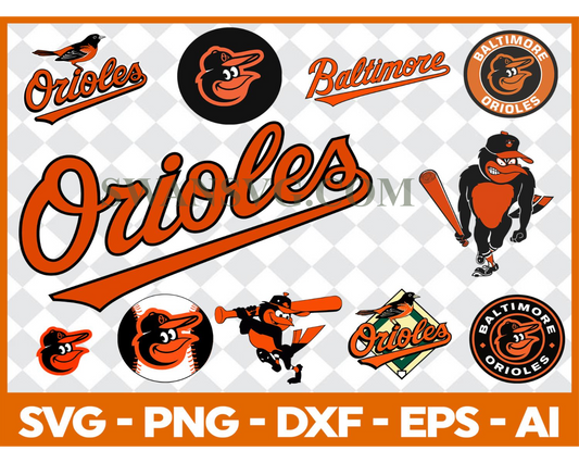 Baltimore Orioles MLB svg Cut Files Baseball Clipart Bundle