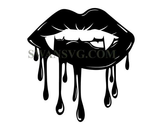 Vampire Lips SVG, Halloween SVG, Dripping Lips SVG, Gothic Svg