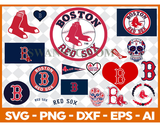 Boston Redsox MLB svg Cut Files Baseball Clipart Bundle