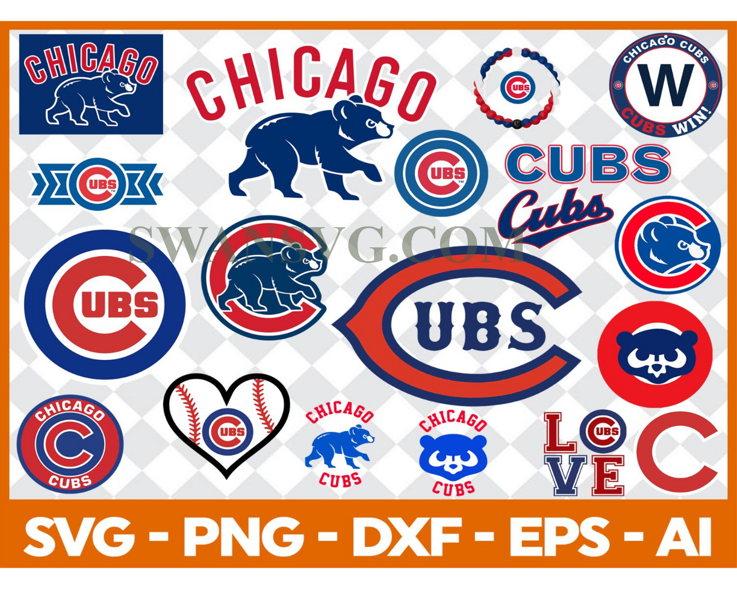 Chicago Cubs MLB svg Cut Files Baseball Clipart Bundle