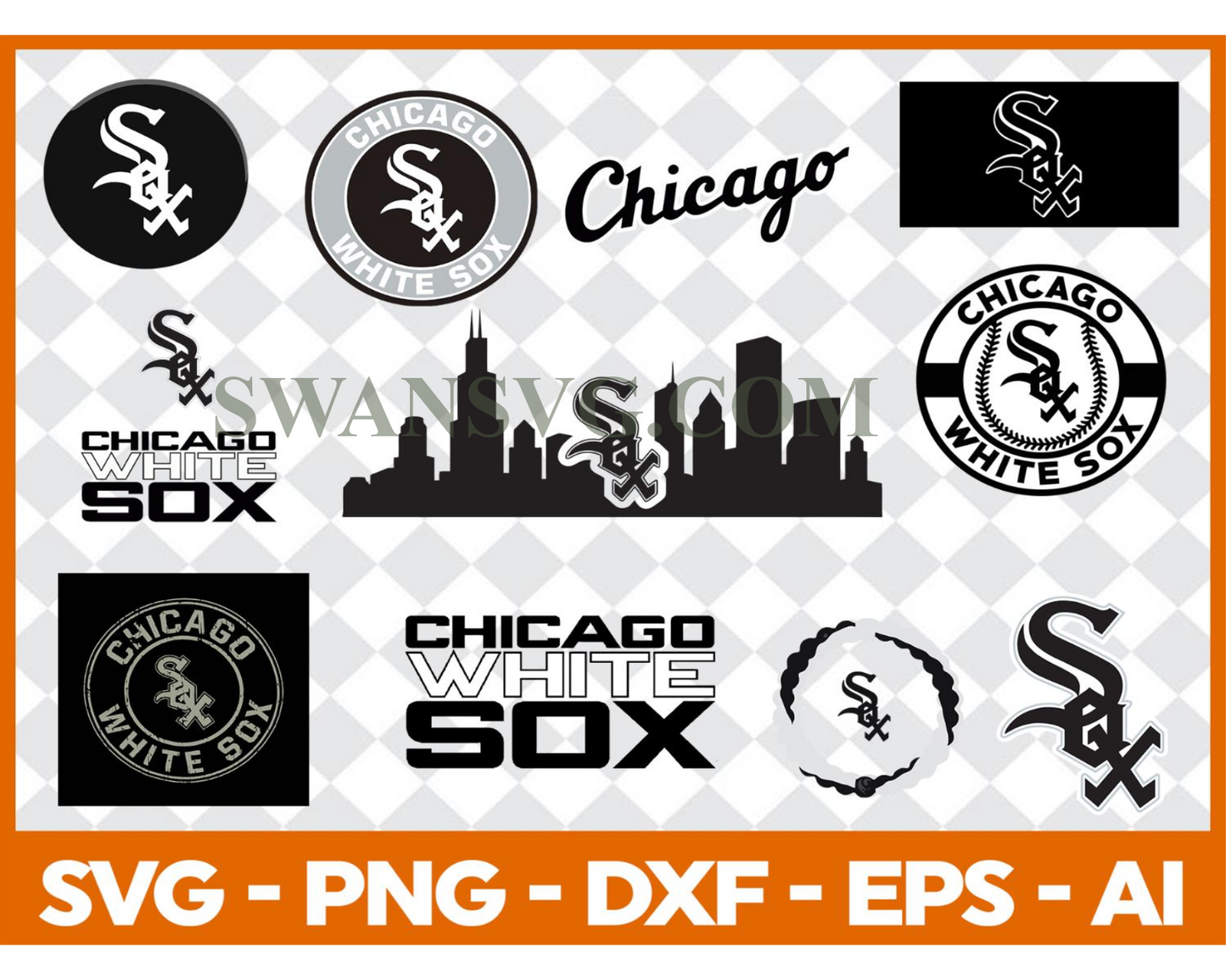 Chicago White Sox MLB svg Cut Files Baseball Clipart Bundle