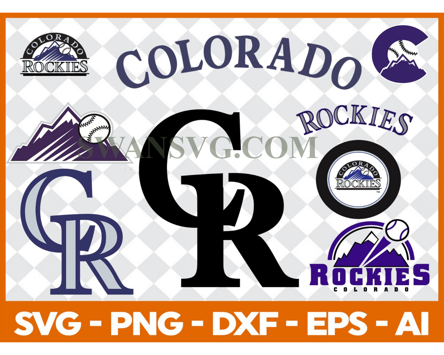 Colorado Rockies MLB svg Cut Files Baseball Clipart Bundle