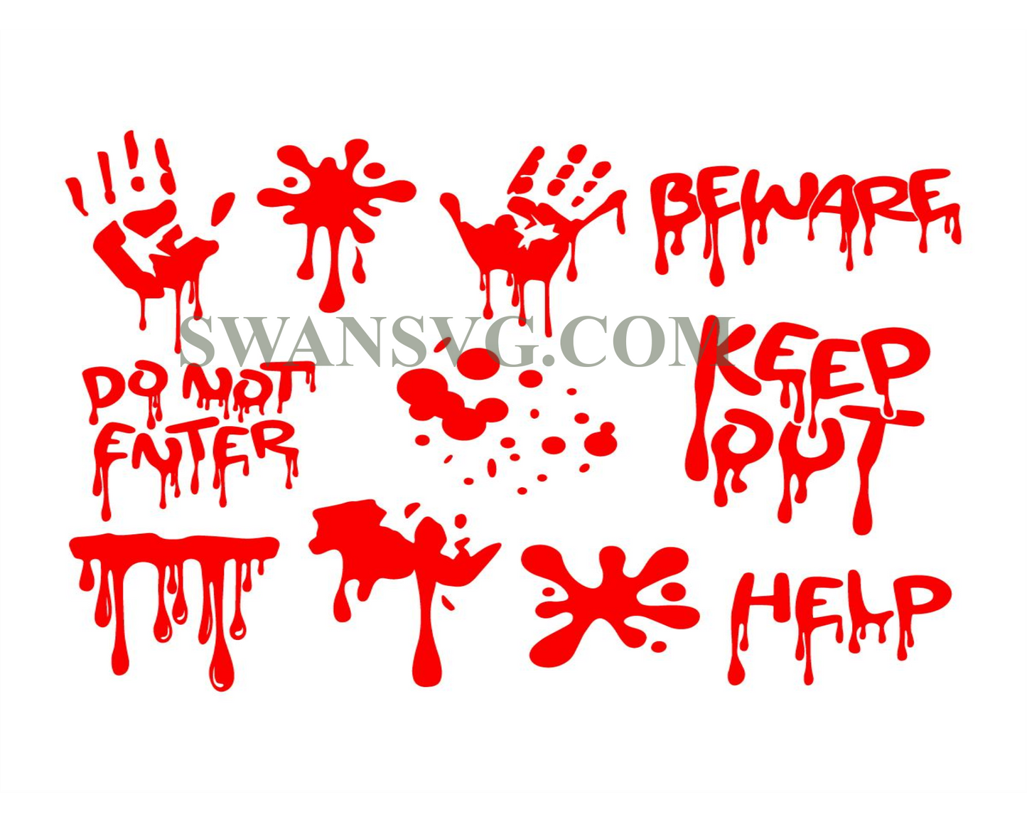 Blood Splatter SVG, Halloween SVG, Bloody Handprint Drips SVG