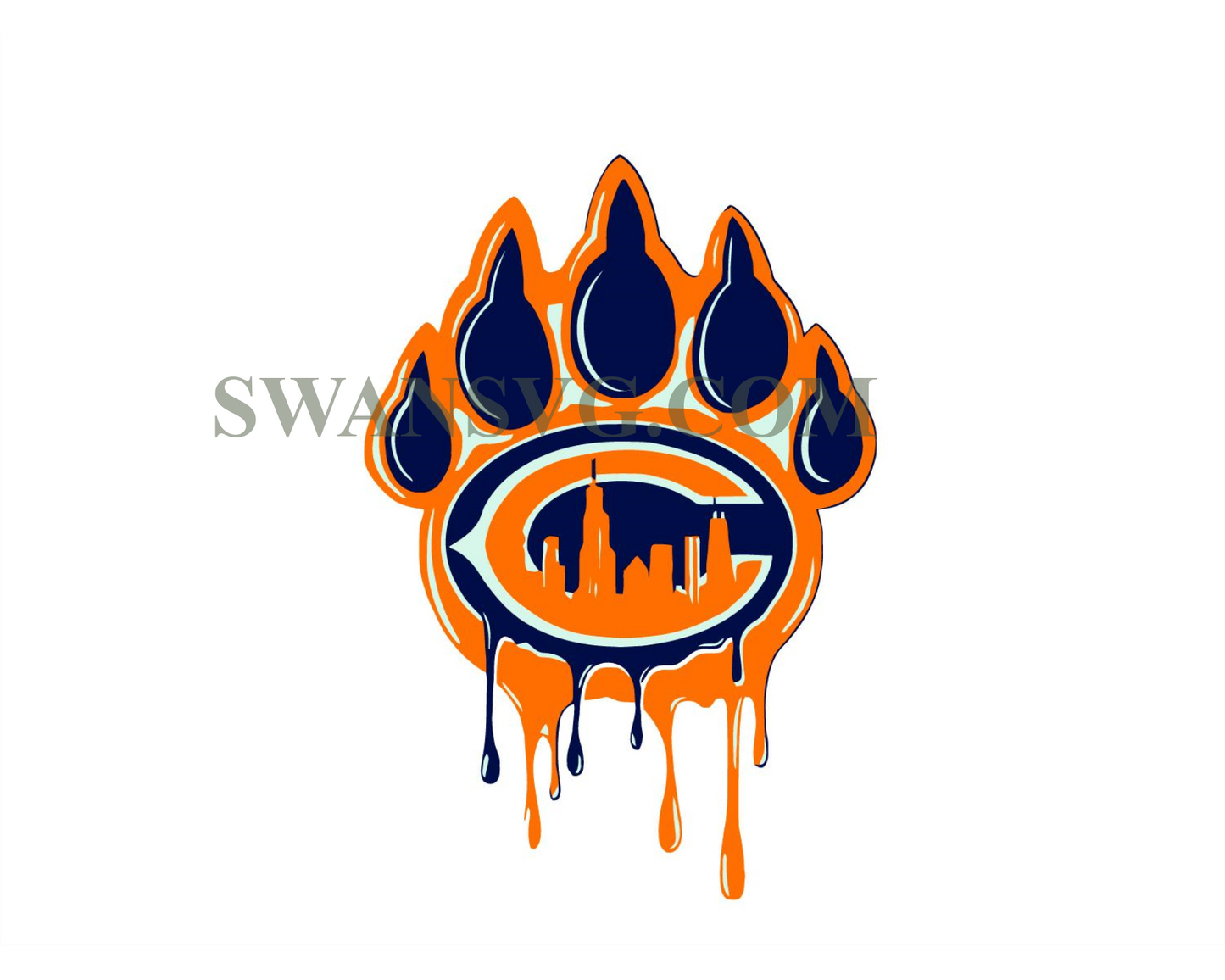 Chicago Bears Paw Dripping NFL Team Svg Digital Download