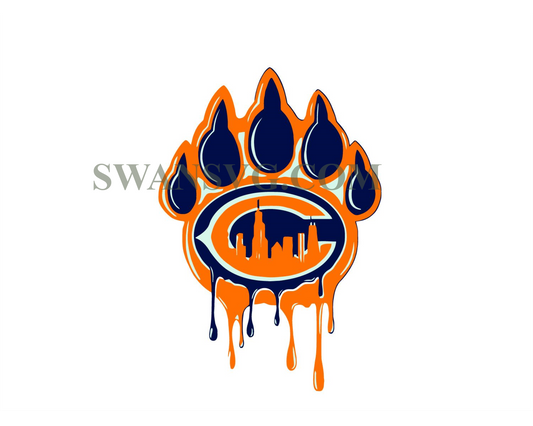 Chicago Bears Paw Dripping NFL Team Svg Digital Download