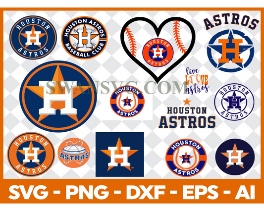 Houston Astros MLB svg Cut Files Baseball Clipart Bundle