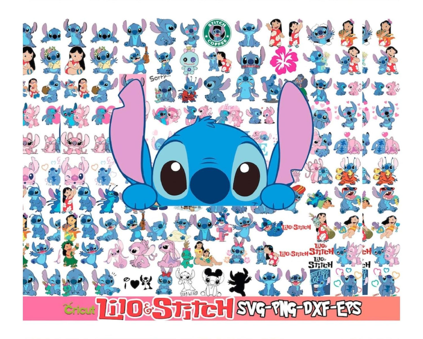 Stitch PNG layered SVG FILES for download and cricut bundle
