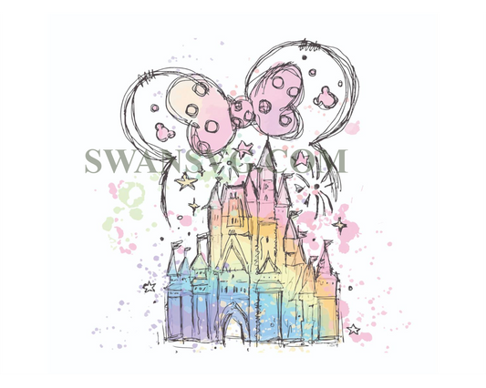 Mouse Ear Castle Png, Watercolor Castle Clipart Png, Magical Kingdom