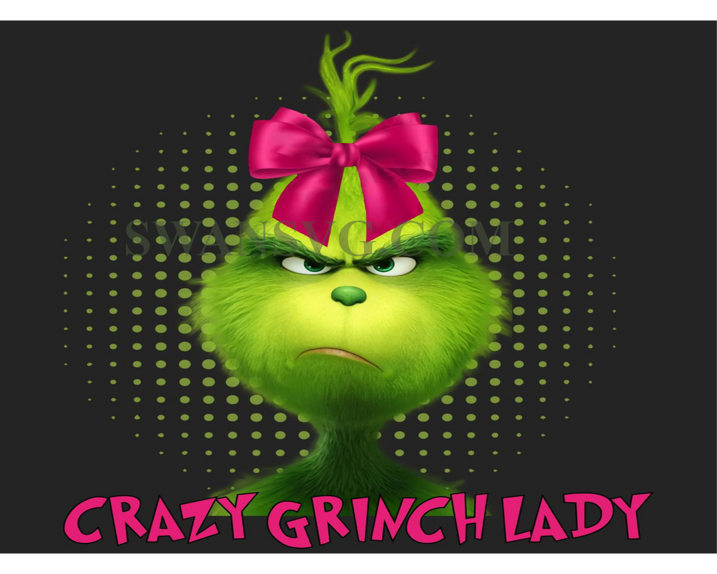 Crazy Grinch Lady Bow Pink Png, Christmas Grinch Png, Preppy Grinch