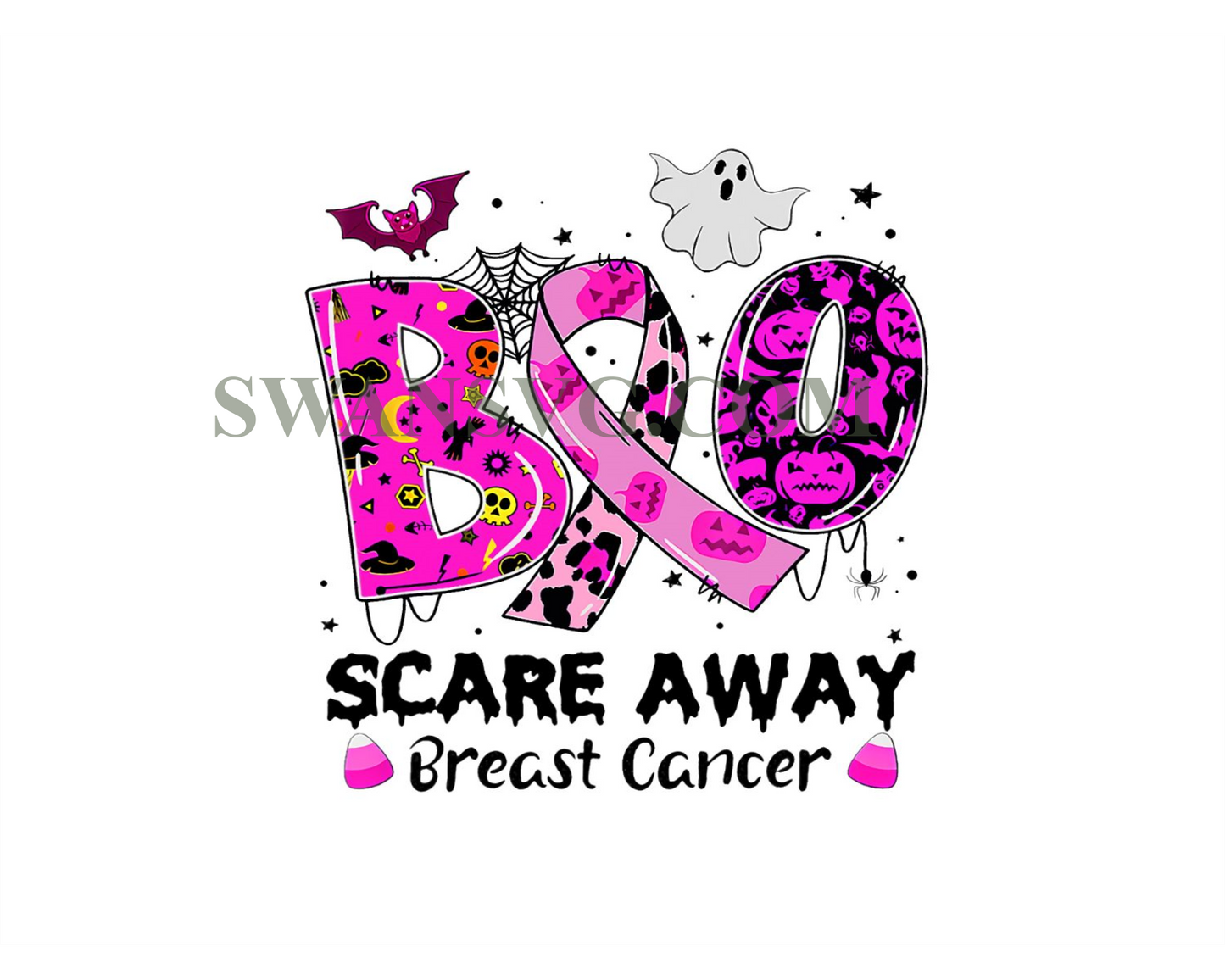 Boo Scare Away Breast Cancer Png Sublimation