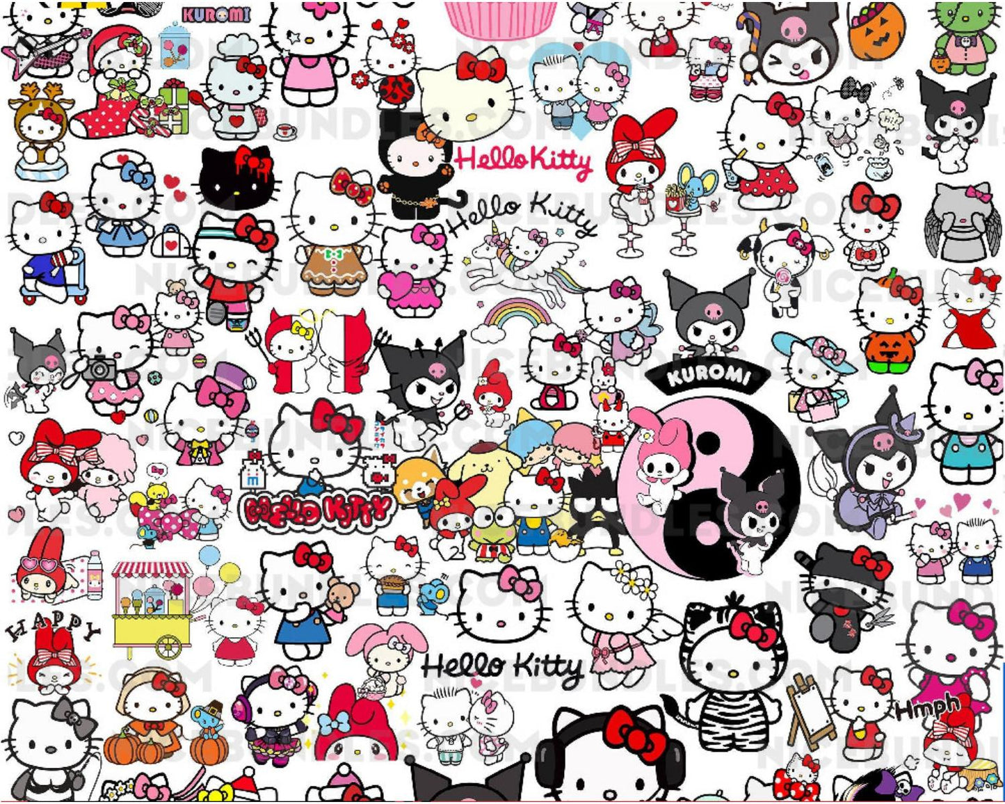 Hello Kitty Svg Stickers Svg, Png , Pdf , Digital Bundle, Vector Illustrations