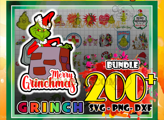 Bundle 200 Grinch Svg, Grinch Bundle Svg,  Merry Grinchmas, Grinch
