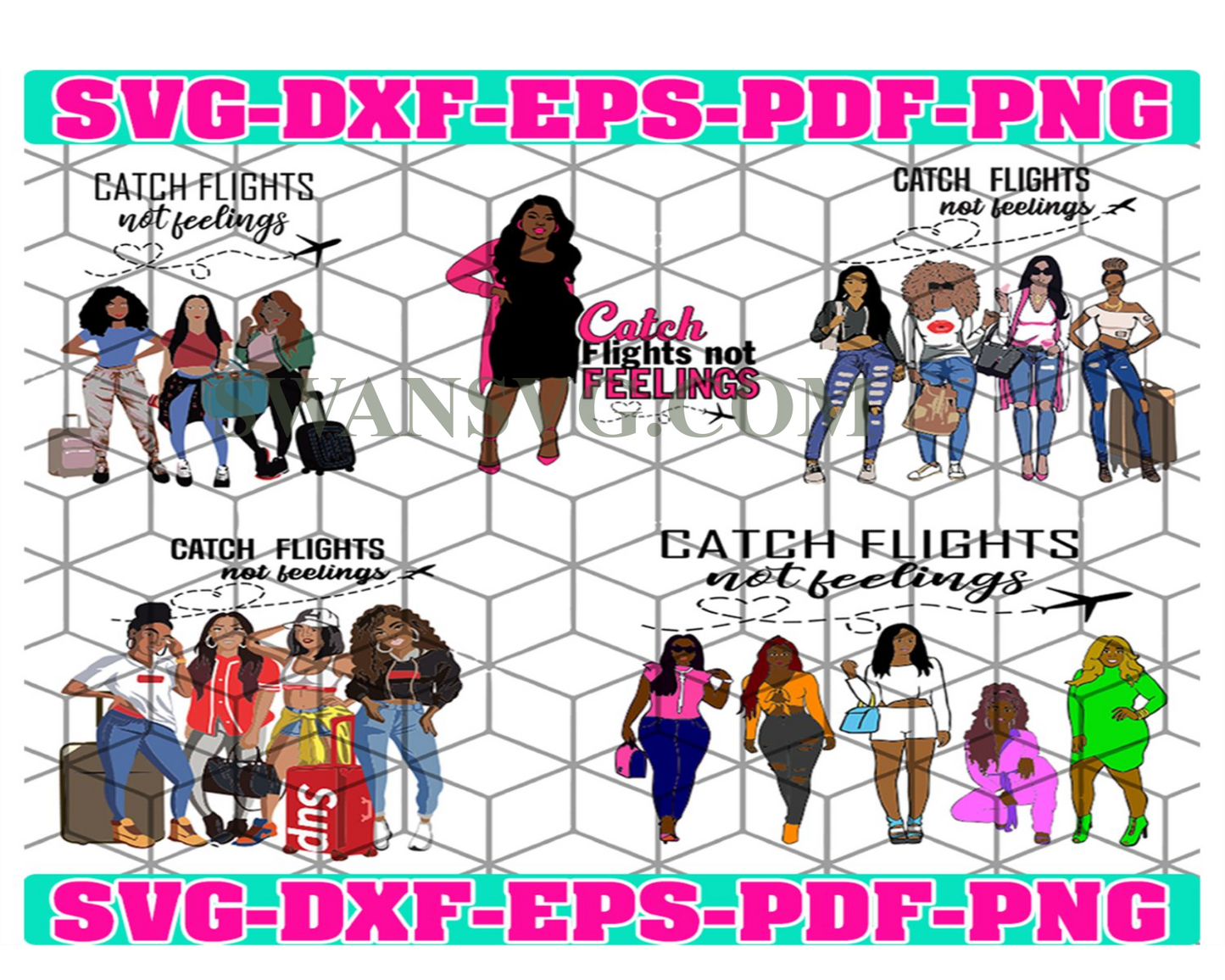 Afro Girl catch flights png , Black Women Strong PNG, Girls Trip