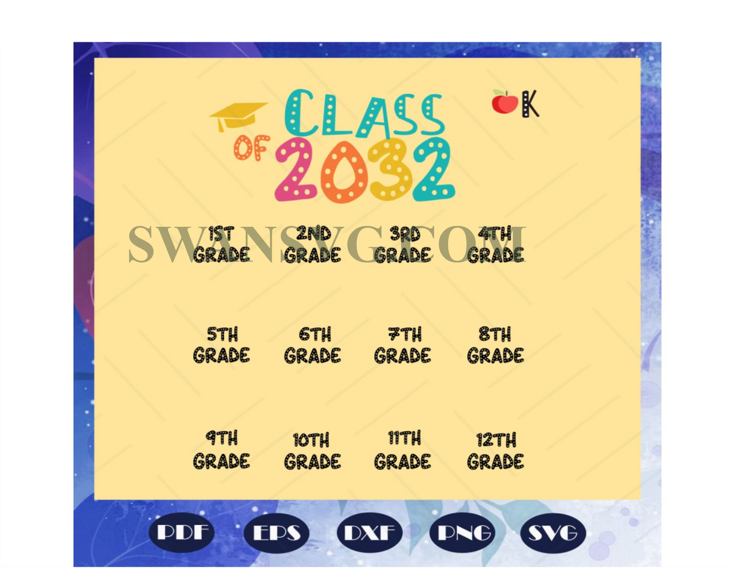 Class of 2032, back to school, funny school, kindergarten svg