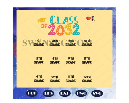 Class of 2032, back to school, funny school, kindergarten svg