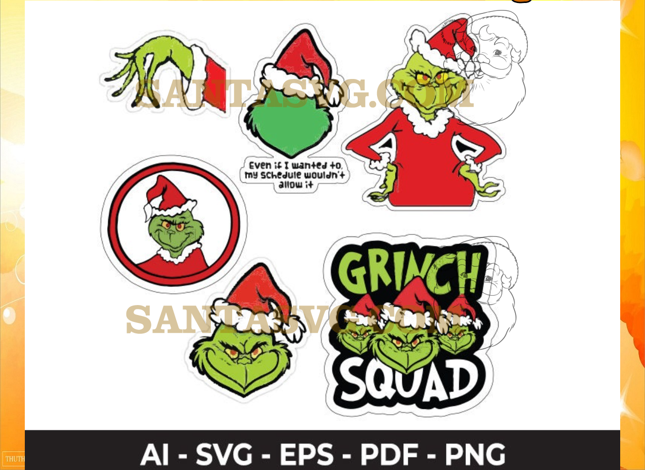 Grinch Squad SVG Bundle, Christmas Grinch face svg, Grinch Bundle SVG ...