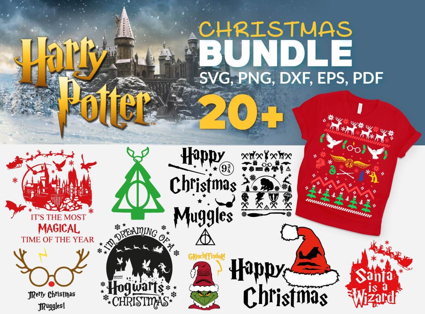 Harry Potter Christmas Svg, Christmas Svg, Harry Potter Bundle Svg