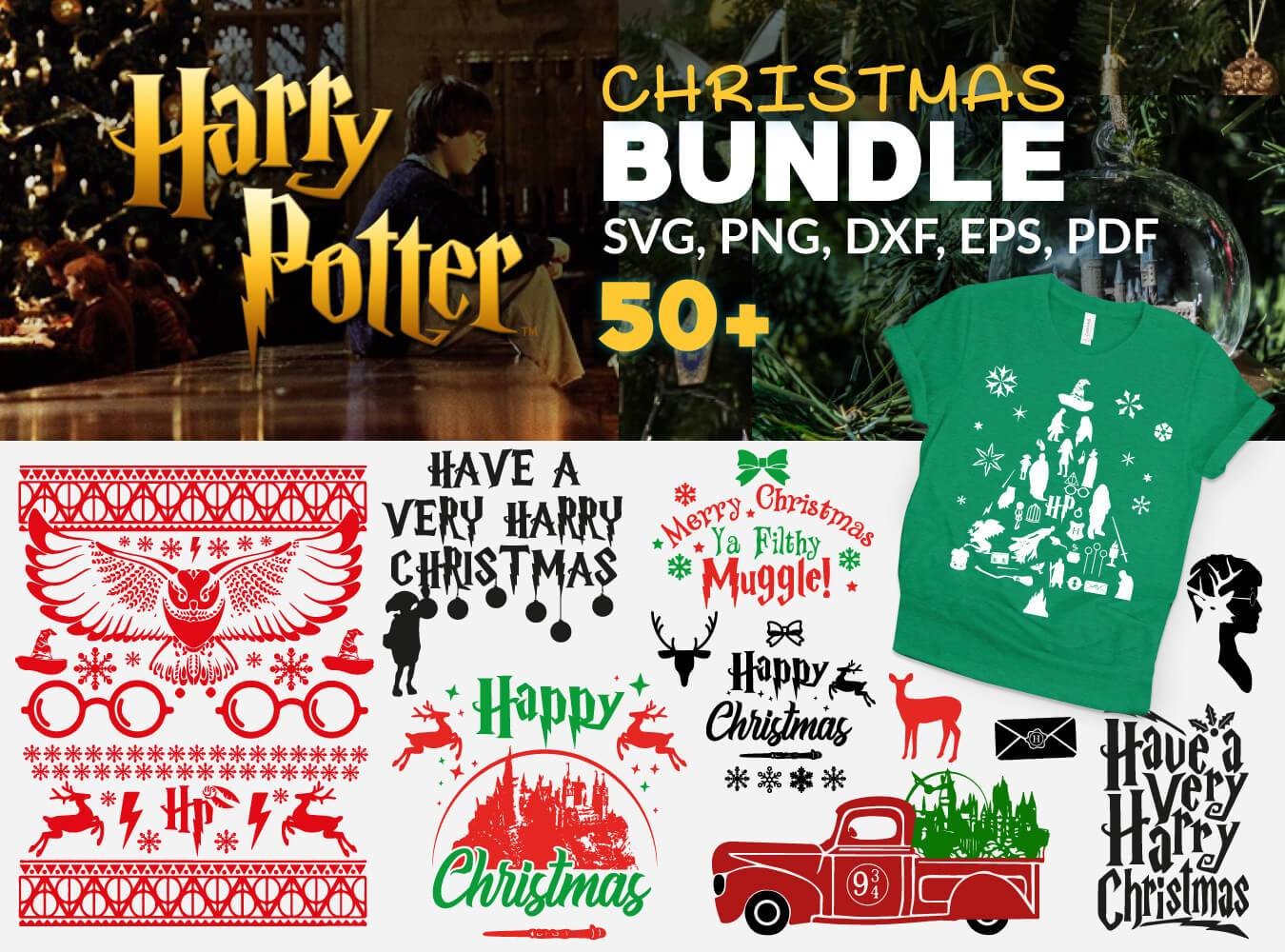 Harry Potter Christmas Svg, Christmas Svg, Harry Potter Svg, Bundle