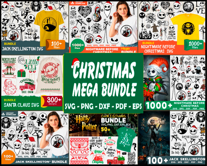 Christmas Mega Bundle Svg, Christmas Svg, Skellington Christmas Svg